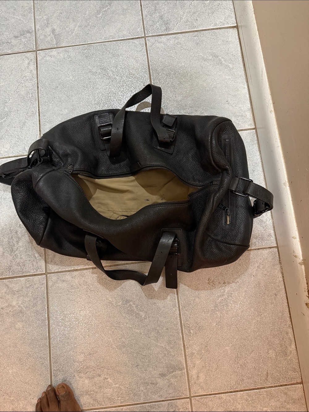 Marc Jacobs Black Pebbled Leather Men's Duffel Bag